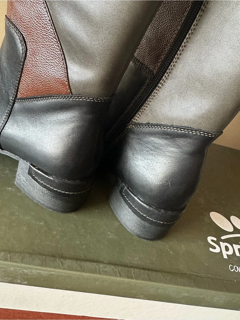 NIB Spring Step Patchwork Boots.high-quality Multi-color combo leather.s40(US 9)